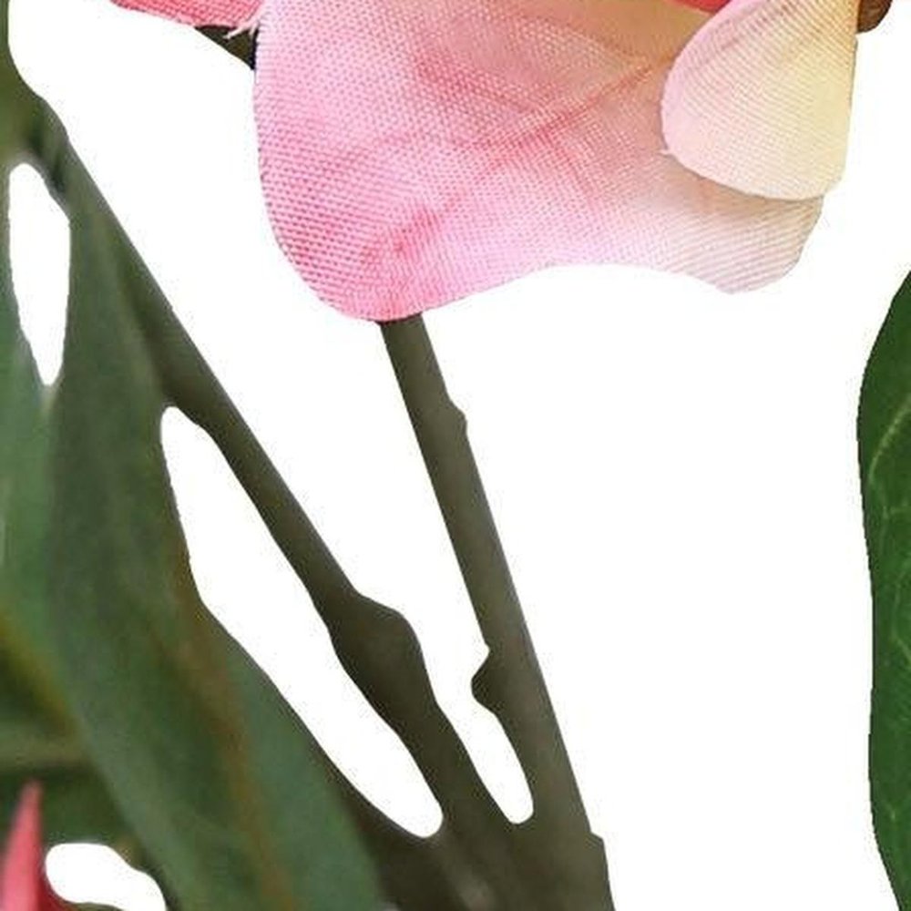 84" Pink Artificial Flowering Tree In Round White Planter