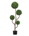 48" Green Artificial Boxwood Tree In Round Black Pot