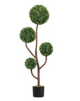 48" Green Artificial Boxwood Tree In Round Black Pot