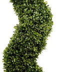 Set of Two 72" Green Artificial Boxwood Tree In Round Black Planter