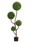 60" Green Artificial Boxwood Tree In Round Black Pot