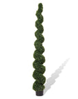 84" Green Artificial Boxwood Tree In Round Black Planter