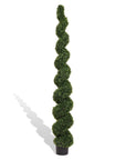 84" Green Artificial Boxwood Tree In Round Black Planter