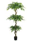 72" Green Artificial Ficus Tree In Round Black Pot