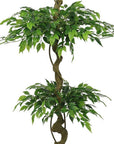 72" Green Artificial Ficus Tree In Round Black Pot
