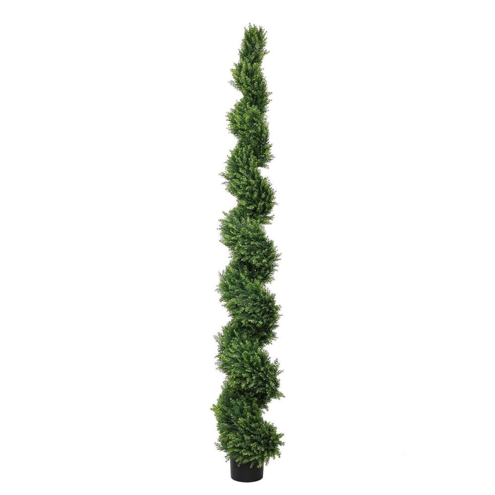 84" Green Artificial Cypress Tree In Round Black Pot