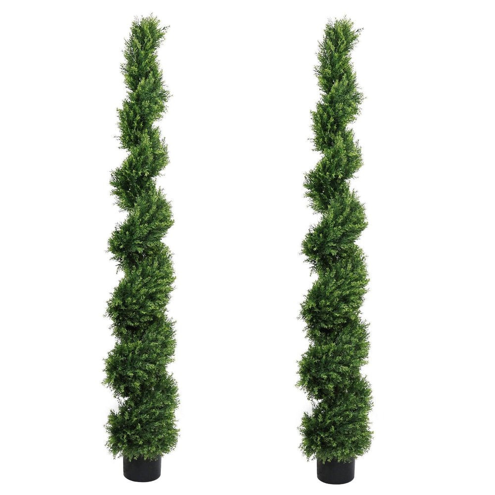 84" Green Artificial Cypress Tree In Round Black Pot