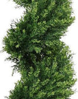 Set of Two 72" Green Artificial Cedar Tree In Round Black Pot
