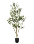 60" Green Artificial Olive Tree In Round Black Pot