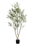 60" Green Artificial Olive Tree In Round Black Pot
