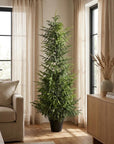 Set of Two 48" Green Artificial Pine Tree In Round Black Pot
