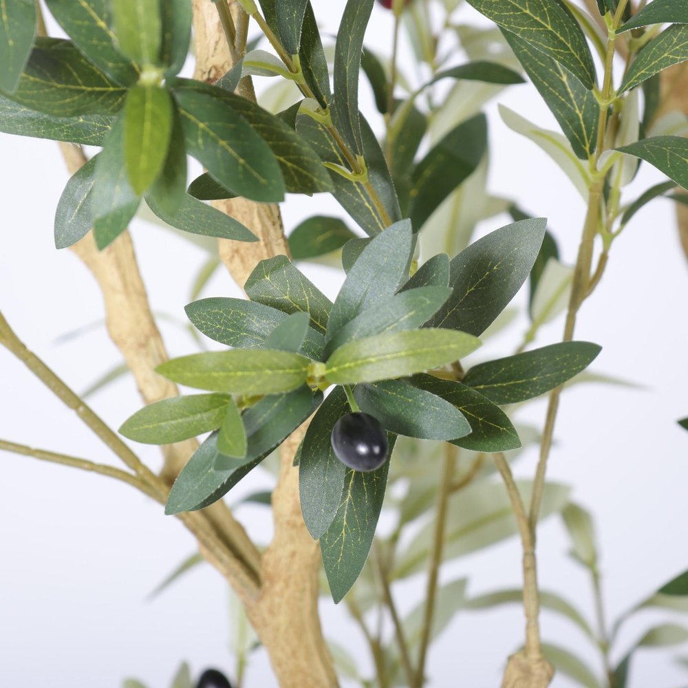 98" Green Artificial Olive Tree In Round White Pot