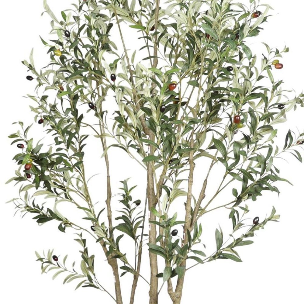 84" Green Artificial Olive Tree In Round Black Pot