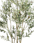 84" Green Artificial Olive Tree In Round Black Pot