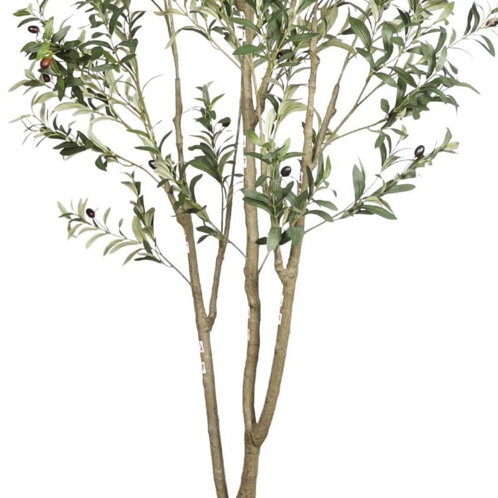 84" Green Artificial Olive Tree In Round Black Pot