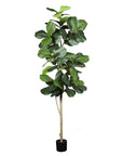 84" Green Artificial Fiddle Leaf Tree In Round Black Pot