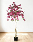72" Red Artificial Flowering Tree In Round Black Pot