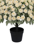 Set of Two 24" White Artificial Flowering Tree In Round Black Pot