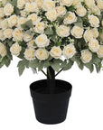 Set of Two 24" White Artificial Flowering Tree In Round Black Pot