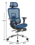 Blue Adjustable Height Swivel Rolling Gaming Chair With Footrest