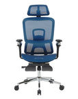 Blue Adjustable Height Swivel Rolling Gaming Chair With Footrest