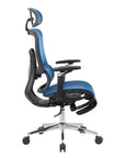 Blue Adjustable Height Swivel Rolling Gaming Chair With Footrest