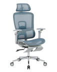 Blue Adjustable Height Swivel Rolling Gaming Chair With Footrest
