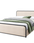 Natural And Beige Metal And Linen Upholstered Queen Bed Frame With Drawers With Drawers Storage
