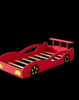 Red Solid Wood Twin Race Car Bed