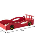 Red Solid Wood Twin Race Car Bed