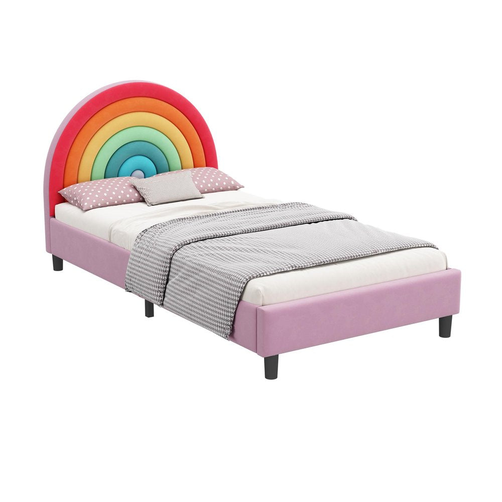 Rainbow And Pink Solid Wood And Upholstery Upholstered Twin Rainbow
