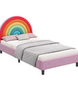 Rainbow And Pink Solid Wood And Upholstery Upholstered Twin Rainbow