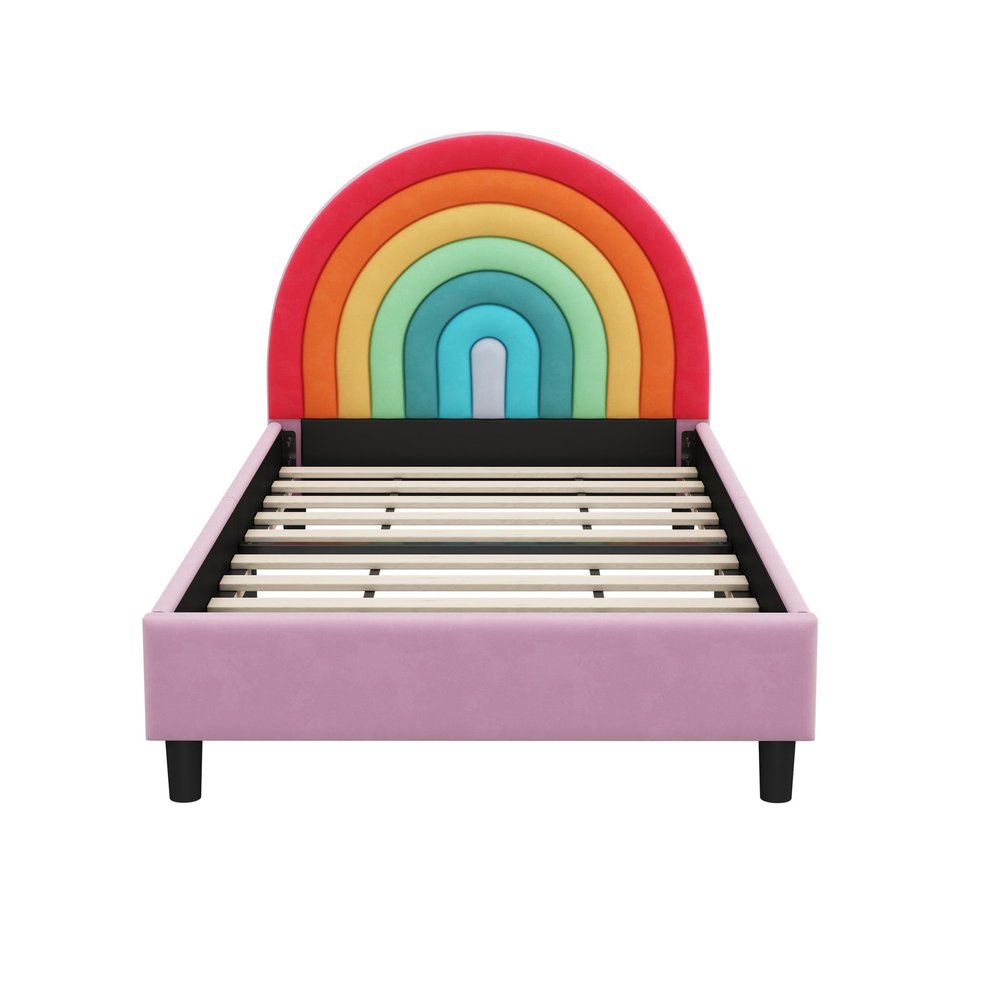 Rainbow And Pink Solid Wood And Upholstery Upholstered Twin Rainbow