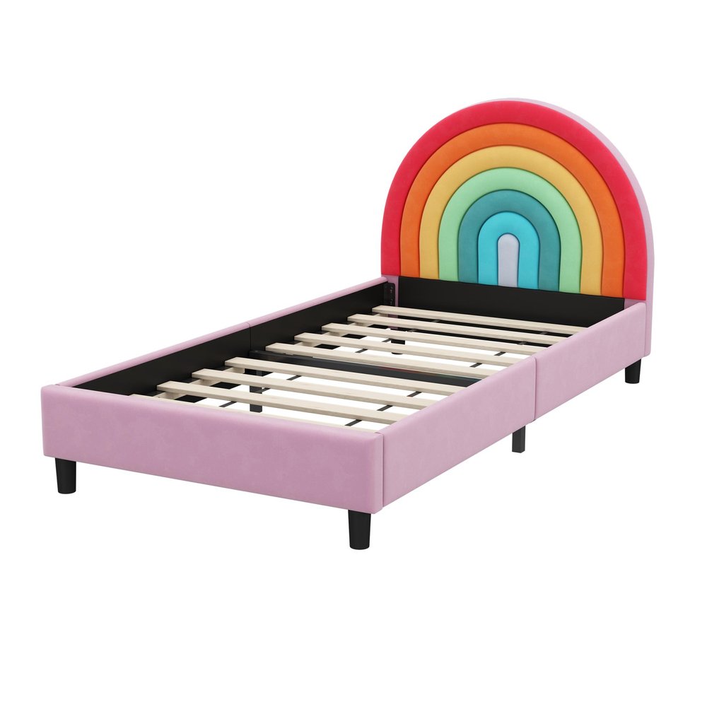 Rainbow And Pink Solid Wood And Upholstery Upholstered Twin Rainbow