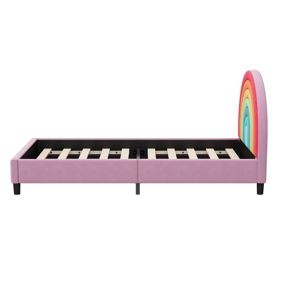 Rainbow And Pink Solid Wood And Upholstery Upholstered Twin Rainbow