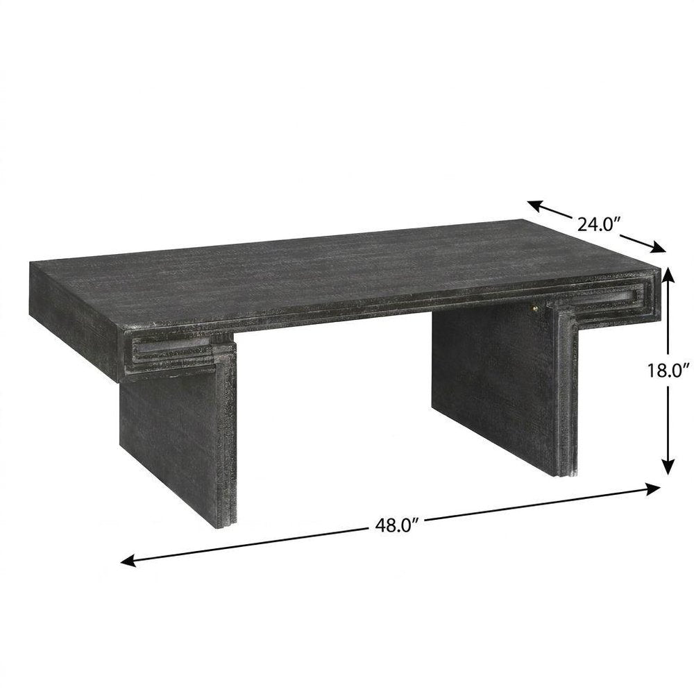 48" Natural Wood And Solid Wood Distressed Frame Coffee Table