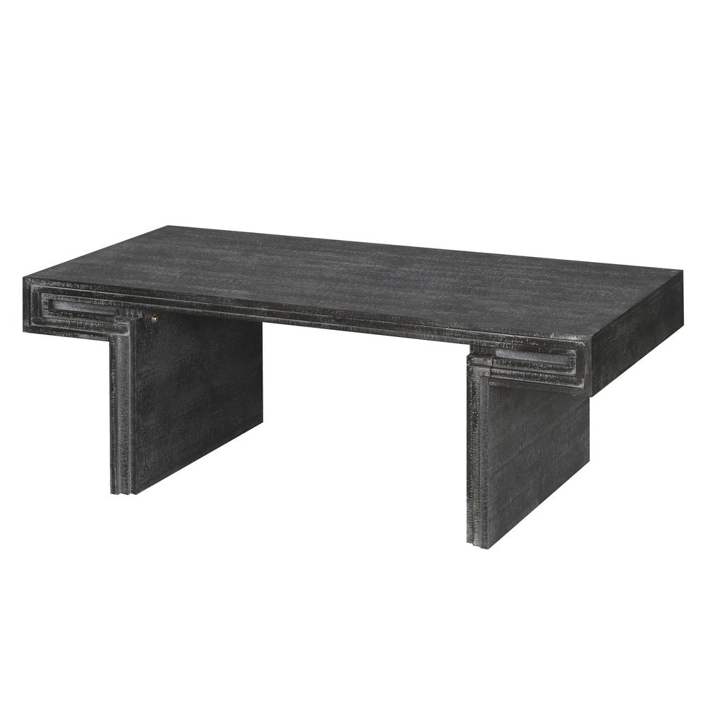 48" Natural Wood And Solid Wood Distressed Frame Coffee Table