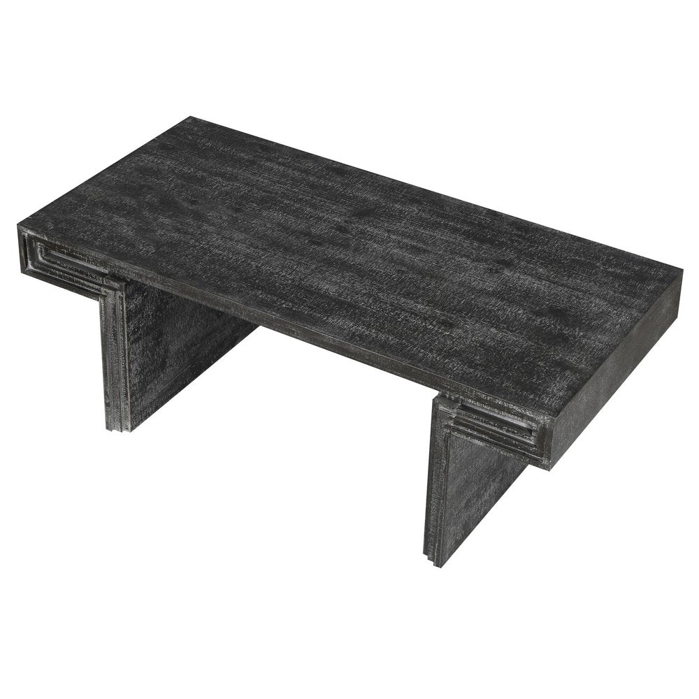 48" Natural Wood And Solid Wood Distressed Frame Coffee Table