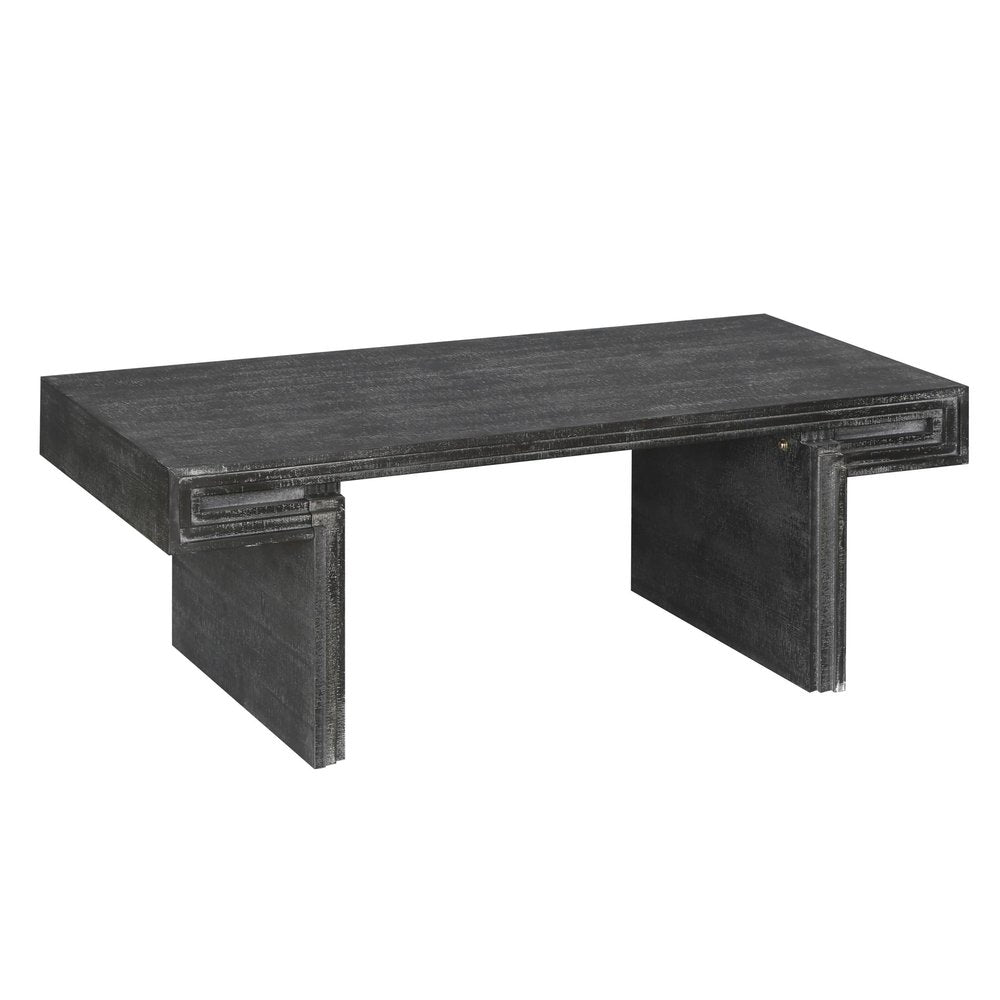 48" Natural Wood And Solid Wood Distressed Frame Coffee Table