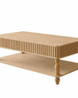47" Natural Wood And Solid Wood Square Pedestal Coffee Table