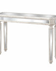 48" Silver Glass And Solid Wood Pedestal Console Table