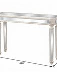 48" Silver Glass And Solid Wood Pedestal Console Table