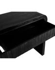 59" Black Distressed Wood Pedestal Console Table