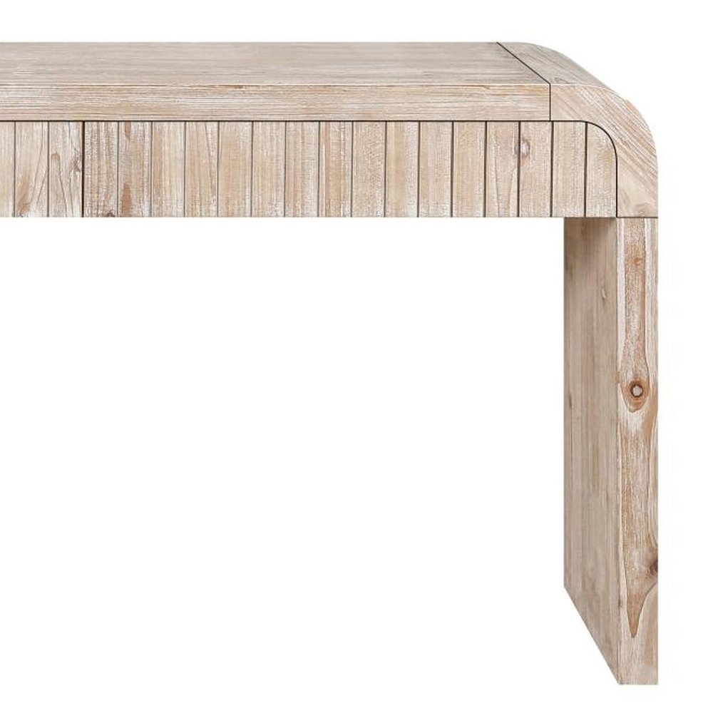 59" Black Distressed Wood Pedestal Console Table