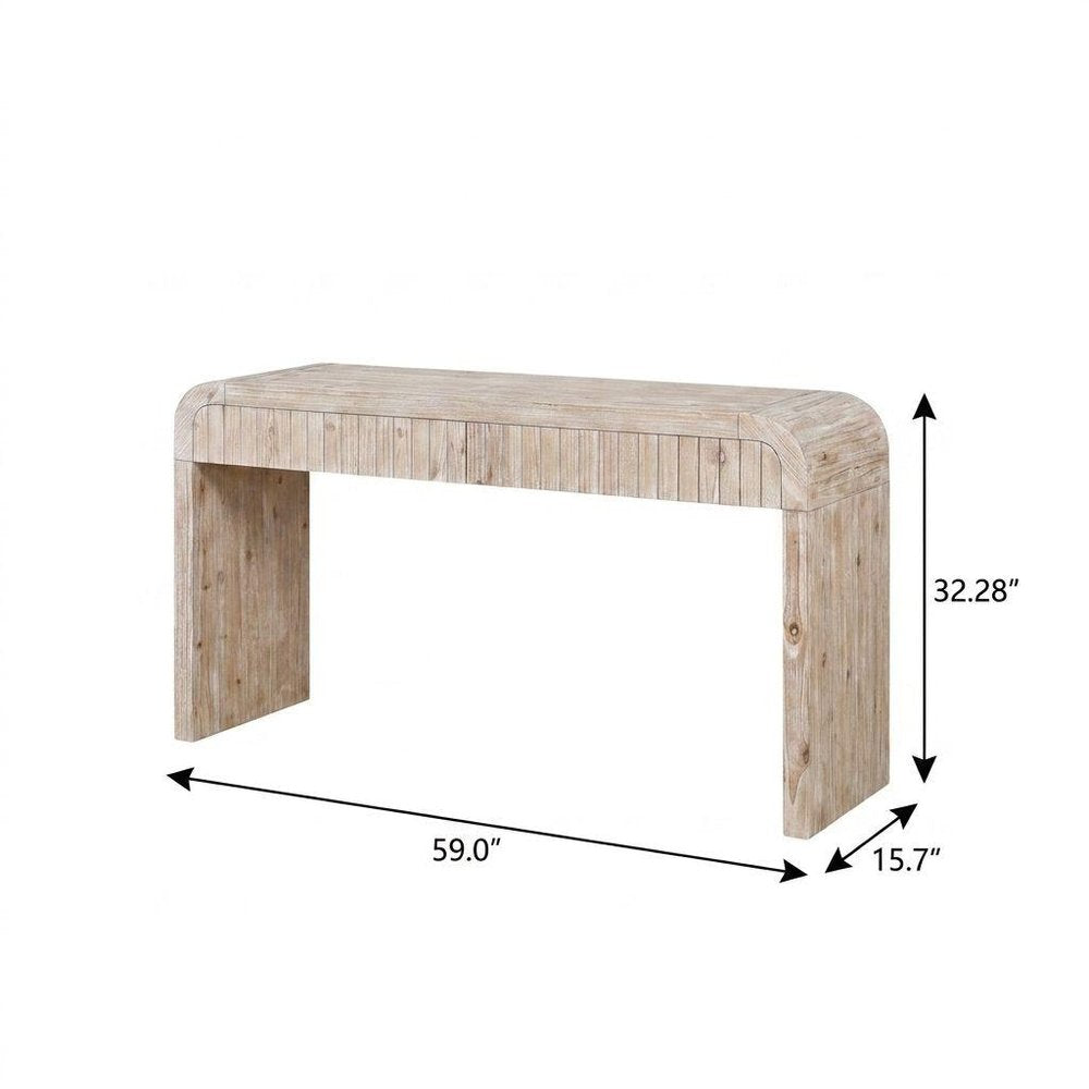 59" Black Distressed Wood Pedestal Console Table