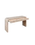 59" Black Distressed Wood Pedestal Console Table