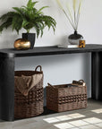 60" Black Wood Oval Pedestal Console Table
