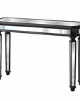 48" Silver Glass And Solid Wood Pedestal Console Table