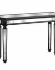 48" Silver Glass And Solid Wood Pedestal Console Table