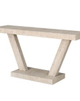60" Natural Wood Distressed Pedestal Console Table